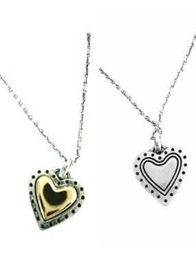 NEW Brighton Rendevous and Romance Necklace Reversible Heart Pendant Silver Gold